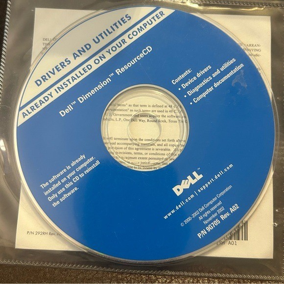 Dell Dimension ResourceCD Drivers and Utilities Install Software CD