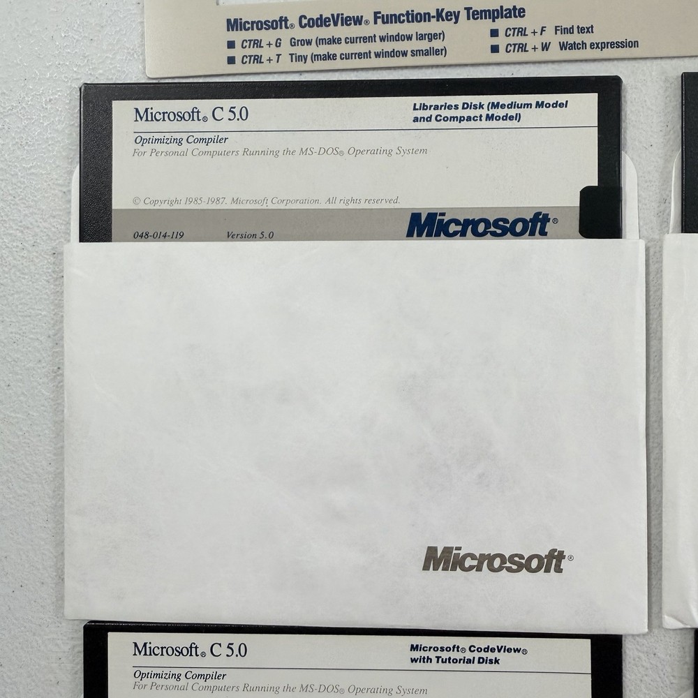 Vintage Software Microsoft C 5.0 Lot 5.25" Diskettes 1987