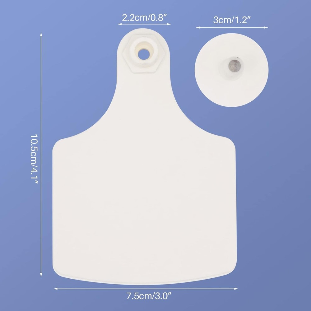 LIUCOGXI 100 Pcs White Blank Cattle Ear Tags Large Size oversize,