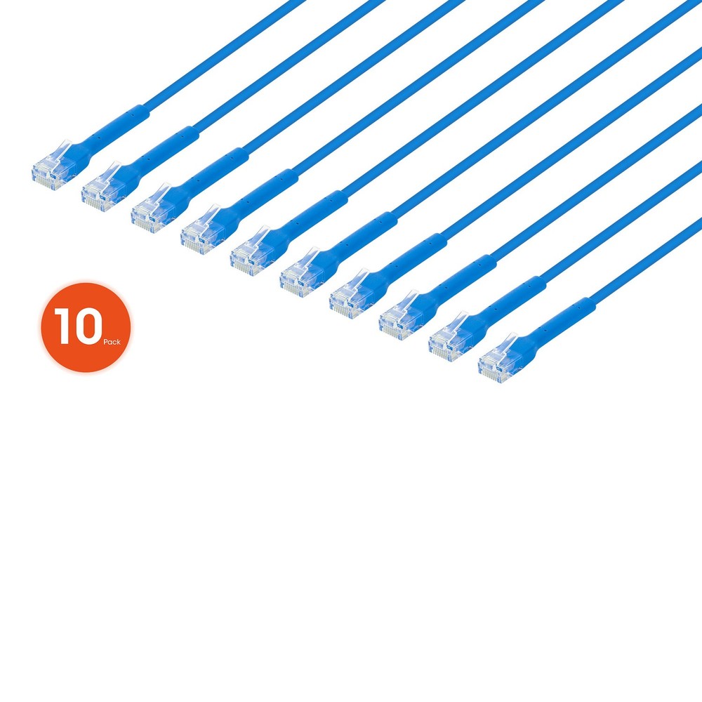 CAT-6 U/UTP FlexiBoot Slim Network Patch Cable, 10 Pack, 3 ft