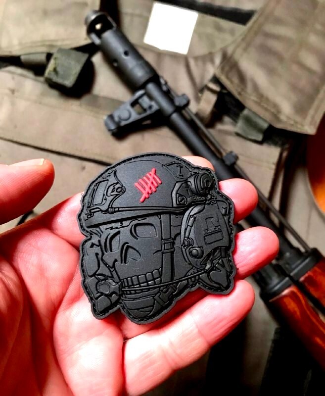 3D PVC tactical morale military airsoft biker patch "Operator skull" bk