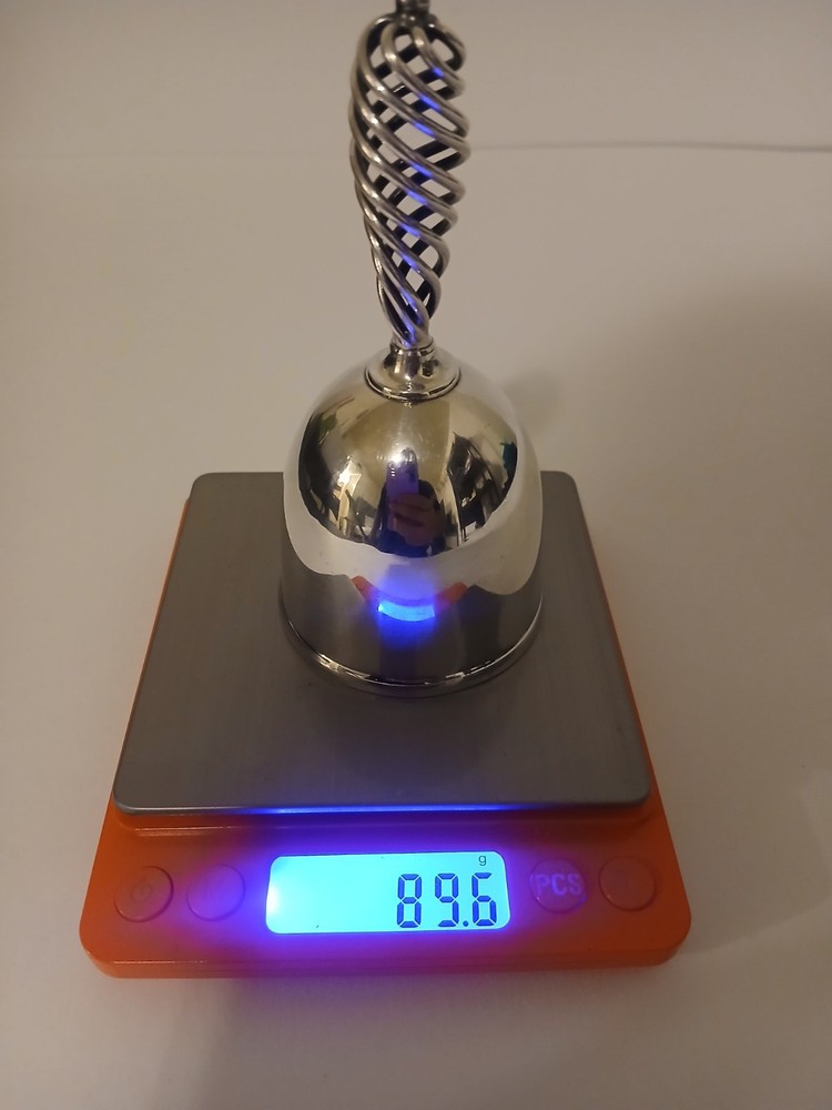 Danish Silver Bell with Twisted Helix Handle Denmark Stamped 887 DANMARK