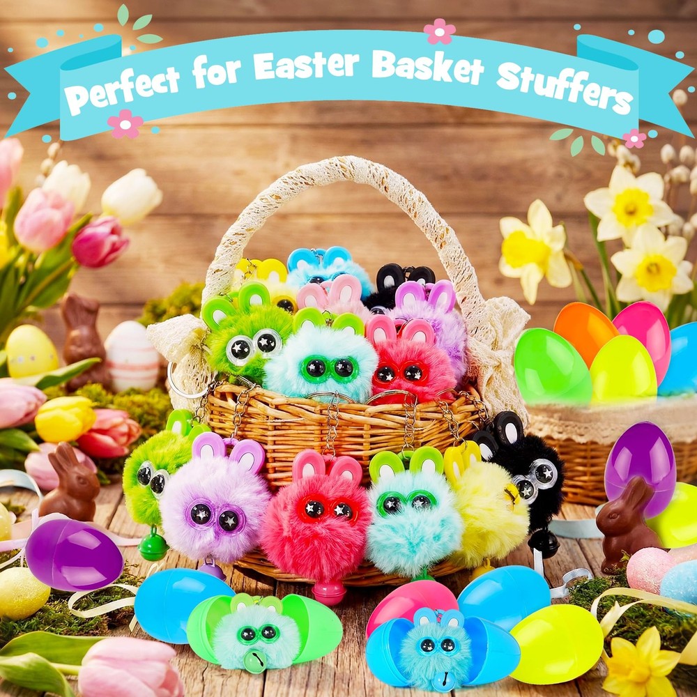 24 Pack Prefilled Easter Eggs with Bunny Keychains Easter Egg Fillers with Pl...