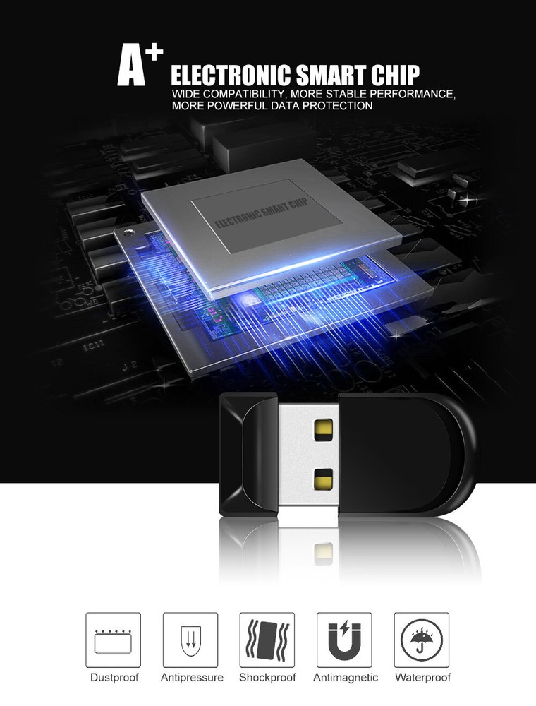 Black Mini Pen U Disk 2GB-512GB PenDrive Disk USB 2.0 Flash Drive Memory Stick