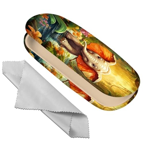 Deokke Glasses Case Hard Shell Eyeglass Protective Case Eyeglasses L7-elephant