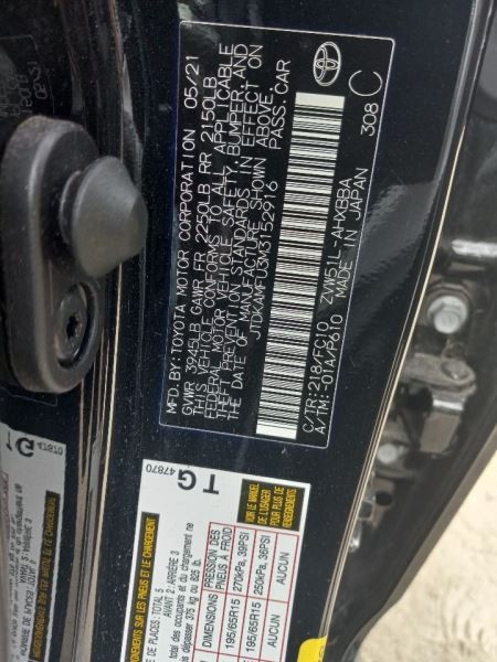2021 TOYOTA PRIUS CAMERA PROJECTOR