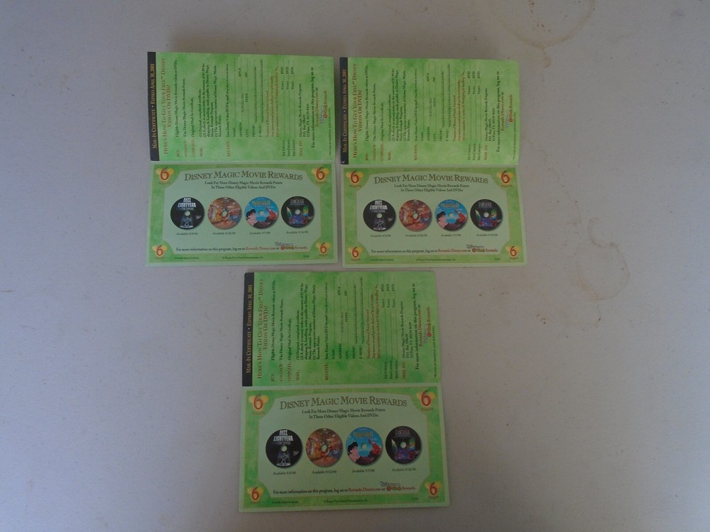 Disney DVD Coupons - set of 3