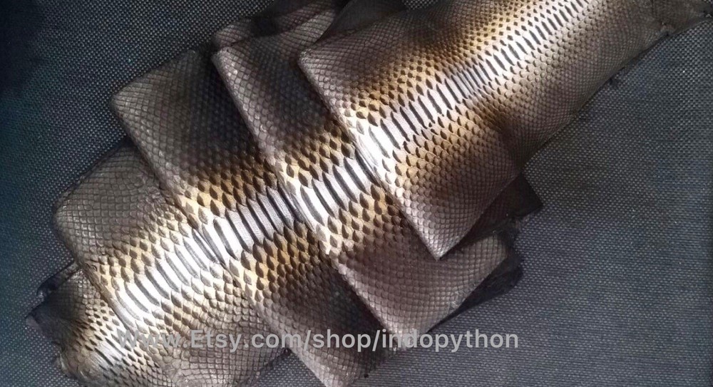 Genuine Python Leather, Exotic Snake Skin, Blac Leather,Black Skin, Real Leather
