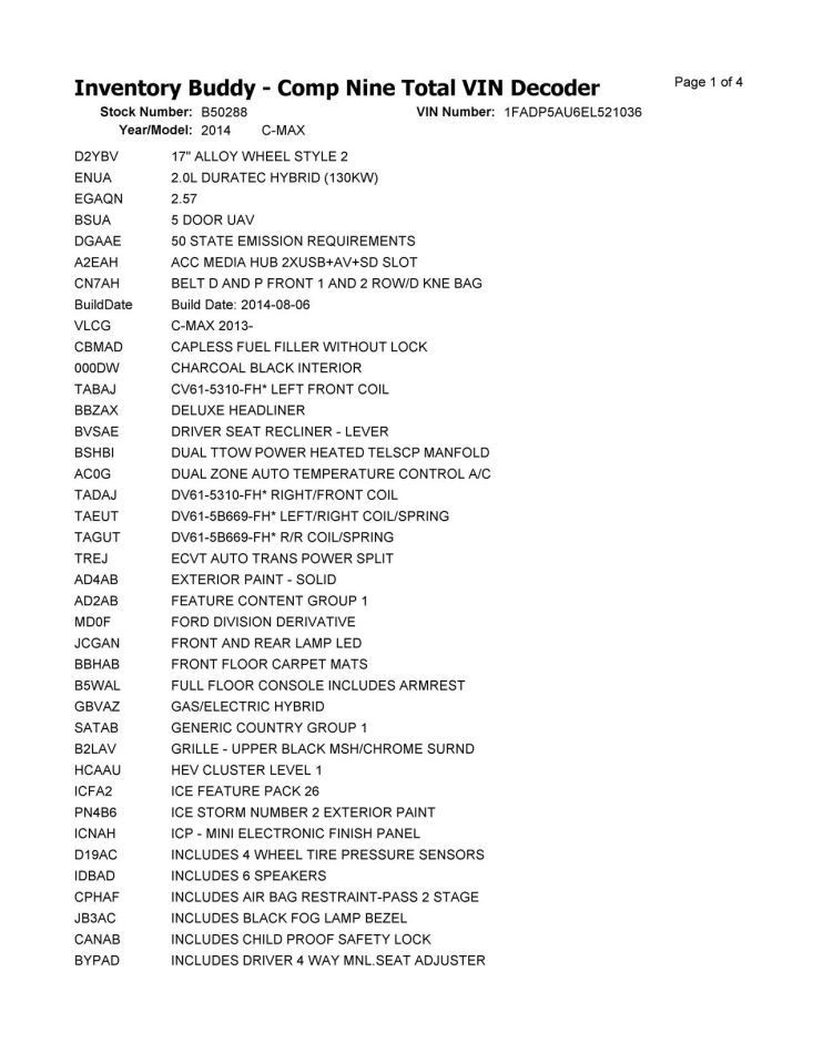 Engine ECM Electronic Control Module VIN A 7th Digit Fits 14-16 C-MAX 1299078
