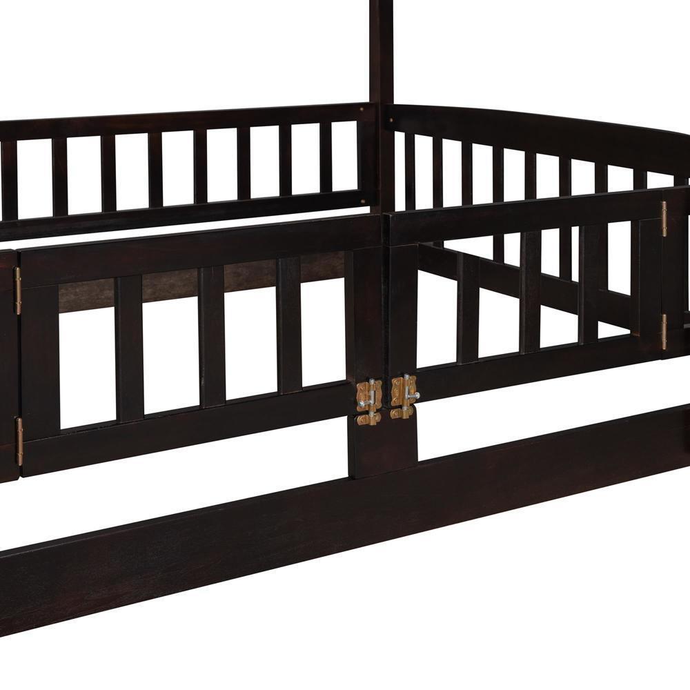 High Quality Bunk Bed with Slide Full Over Full Low Sturdy and Durable Espresso