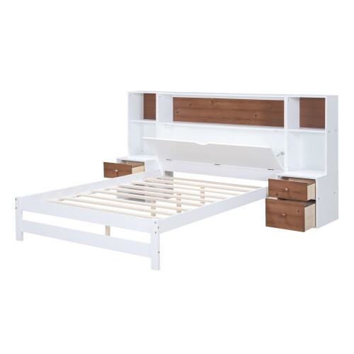 Twin Full Size Platform Bed Frame w/ Storage Headboard & Nightstand Bedroom Sets