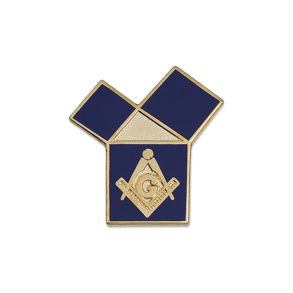 Euclid's 47th Problem with Square & Compass Masonic Lapel Pin