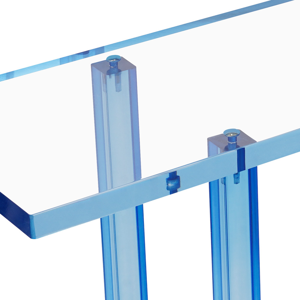 Acrylic Side Table Gradient Clear Blue Entryway Table Narrow Side Table