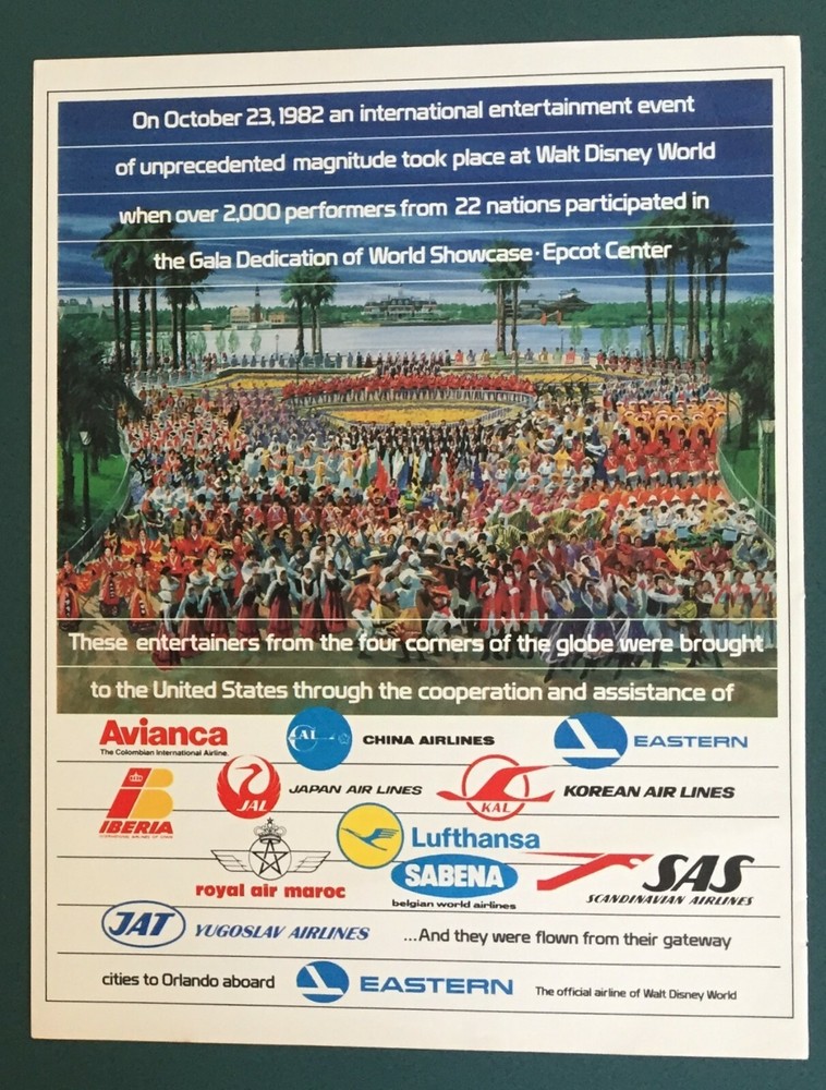 Disney Epcot Airline Advertisement 1982