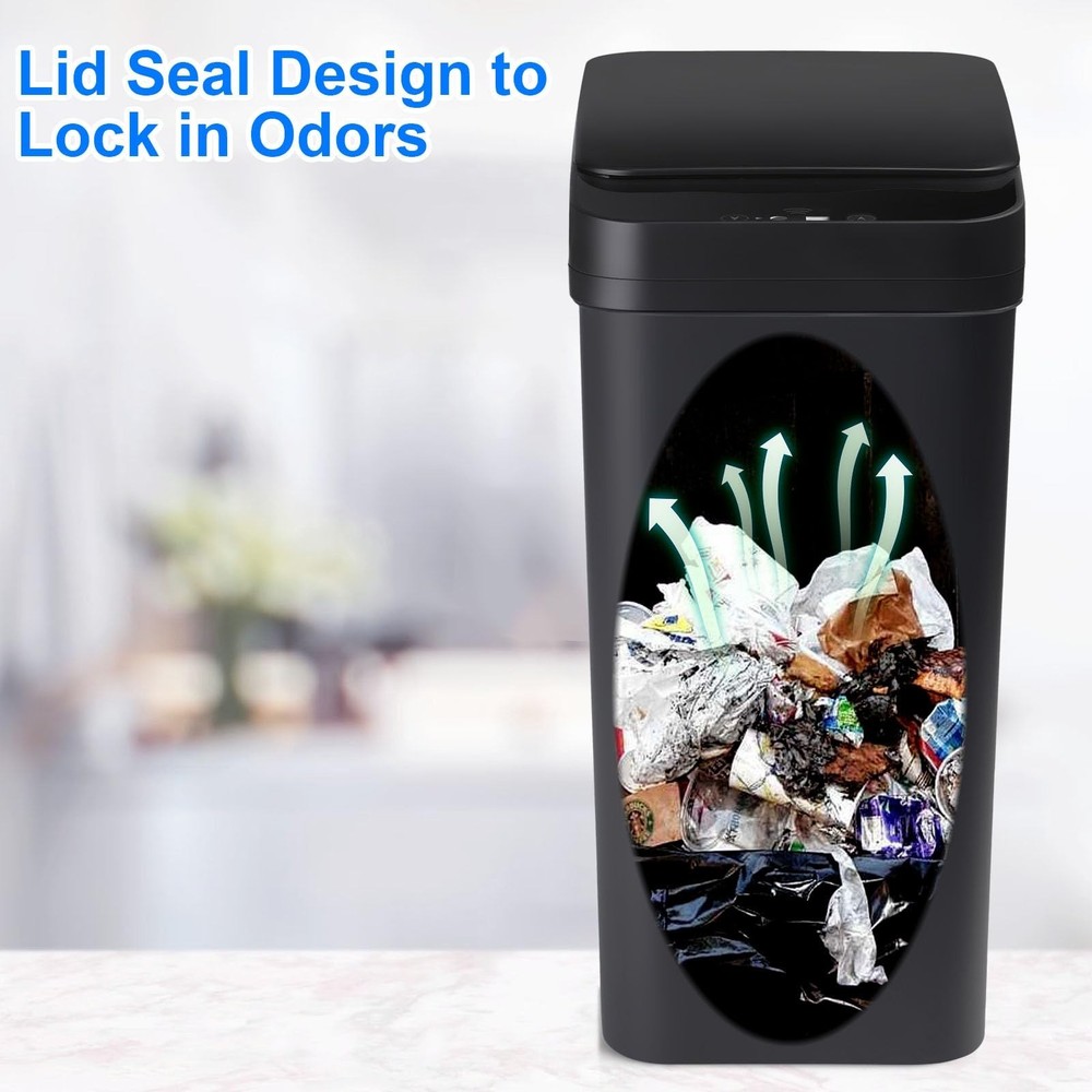 Bathroom Touchless Trash Can 2.2 Gallon Smart Automatic Motion Sensor Rubbish...