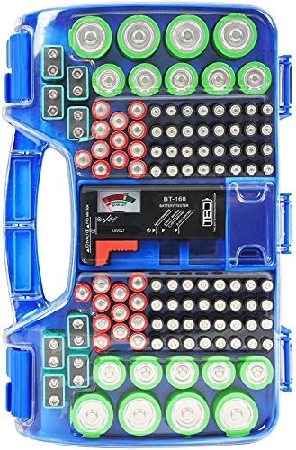 Battery Storage Organizer, The Battery Organizer Storage with Tester, Blue Case