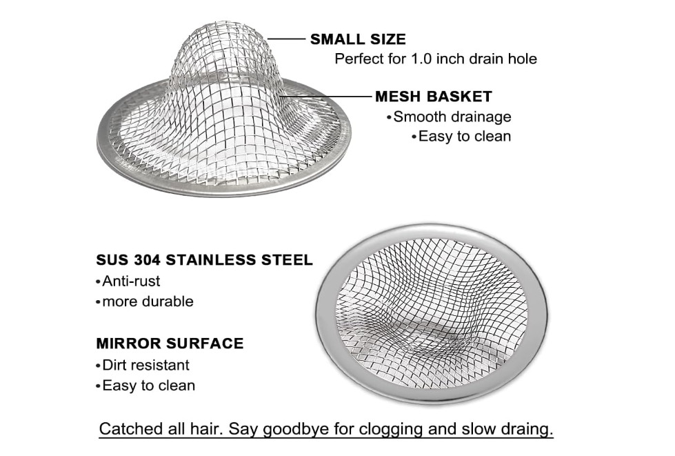 2-Pack Drain Strainers – 2 Sizes Mesh Catcher ( Silver )
