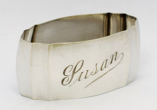 Antique German 800 Silver Napkin Ring "Susan" name engraving