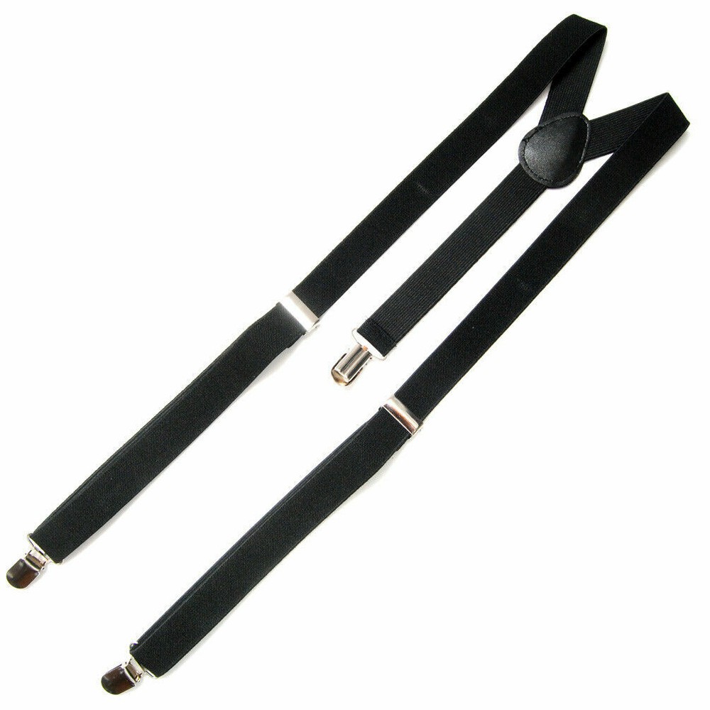 1 inch Wide Suspenders for Men Elastic Adjustable Solid Straight Clip Y Back