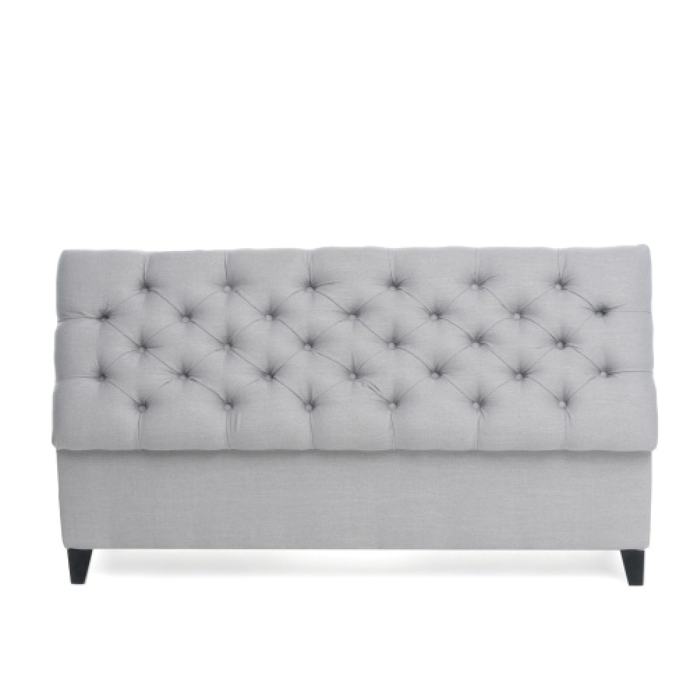 Light Gray Storage Ottoman Bench, Button Tufted Diamond Stitch Extra Seating