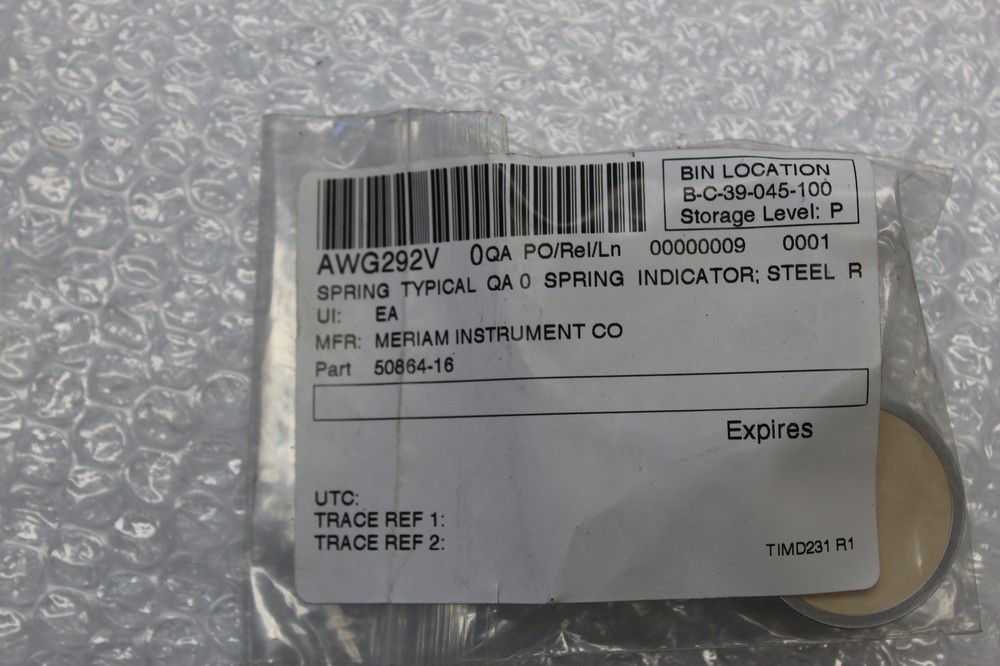 MERIAM INSTRUMENT 50864-16 SPRING INDICATOR UNMP