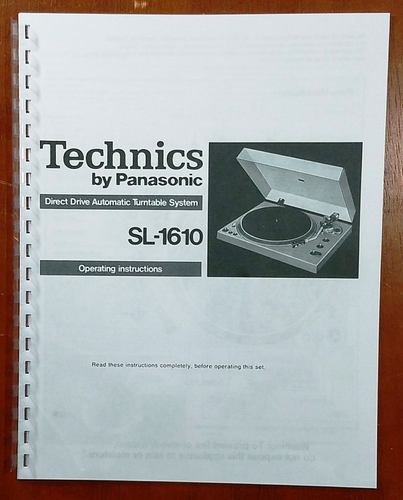 Technics SL-1610 Turntable Owners Manual