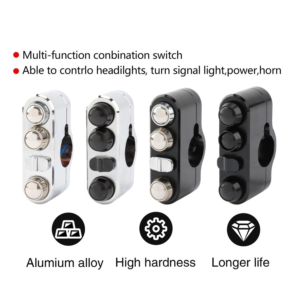 25 1" Motorcycle Handlebar Electrical Control Switch for Horn Turn Signal Start