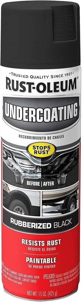Rust-Oleum 248657 Rubberized Undercoating Spray, 15 oz, Black (Pack of 2)