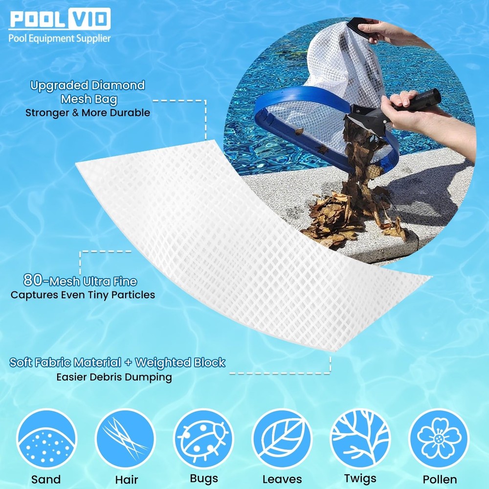 17.5" Pool Net – Heavy Duty Leaf Net with Aluminum Frame with Diamond-Pattern...