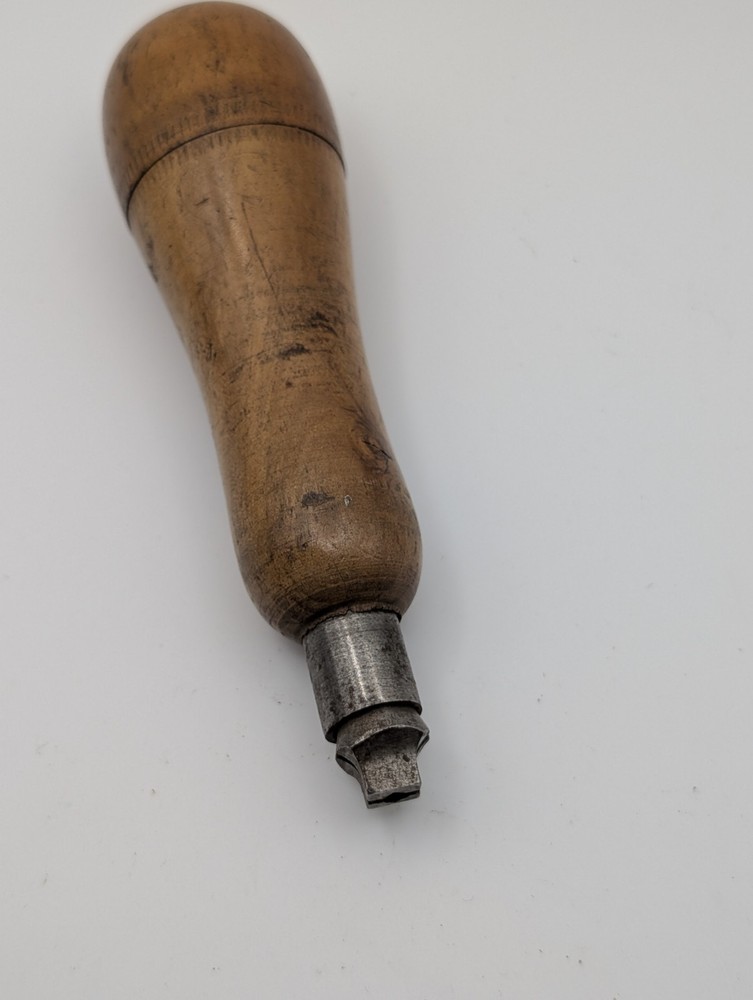 Vintage Wood Handle Awl Set Hollow Handle Multi Bit Tool w/ Bits