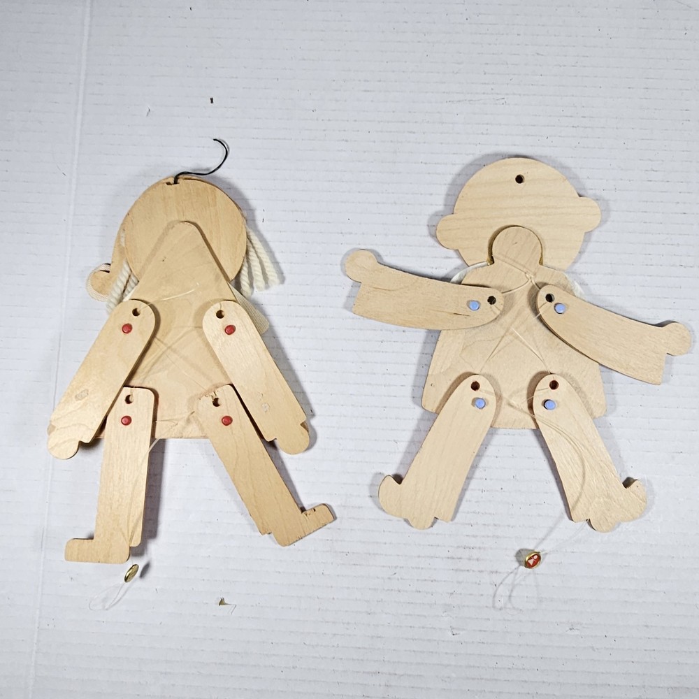 Vintage Wood Pull String Toy Clown - Made In Germany