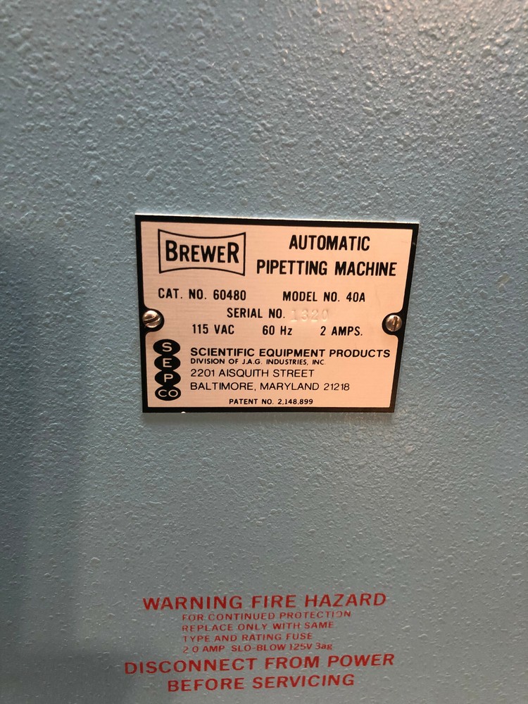 SEP Brewer Automatic Pippetting Machine Model 40A