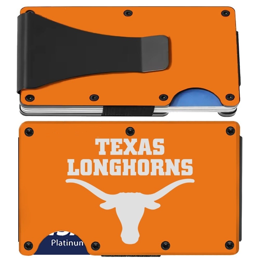 Texas Longhorns Engraved Titanium Orange RFID Blocking Wallet Gift D7