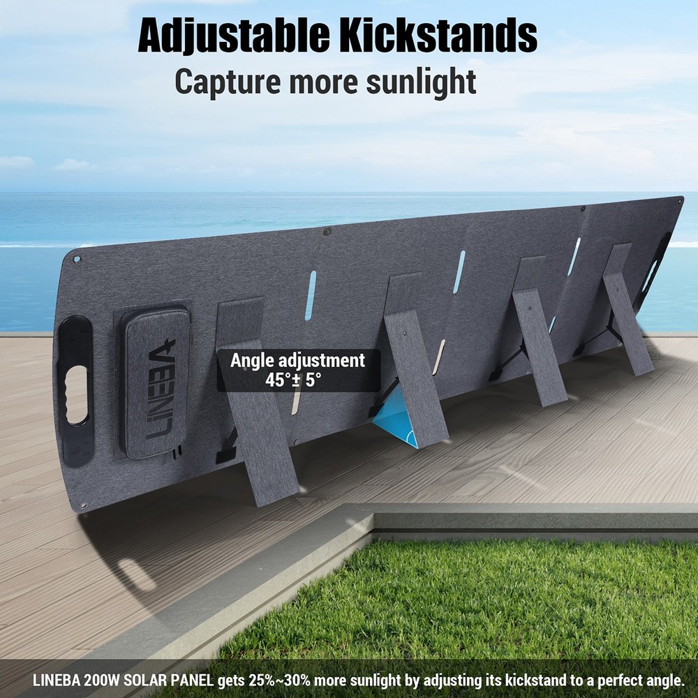 200W Foldable Solar Panel Self-supporting, Waterproof Smart Outdoor Solar Kit