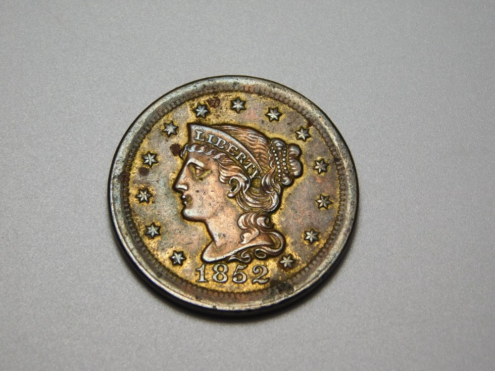 OLD US  COINS  1852  BRAIDED HAIR LARGE CENT