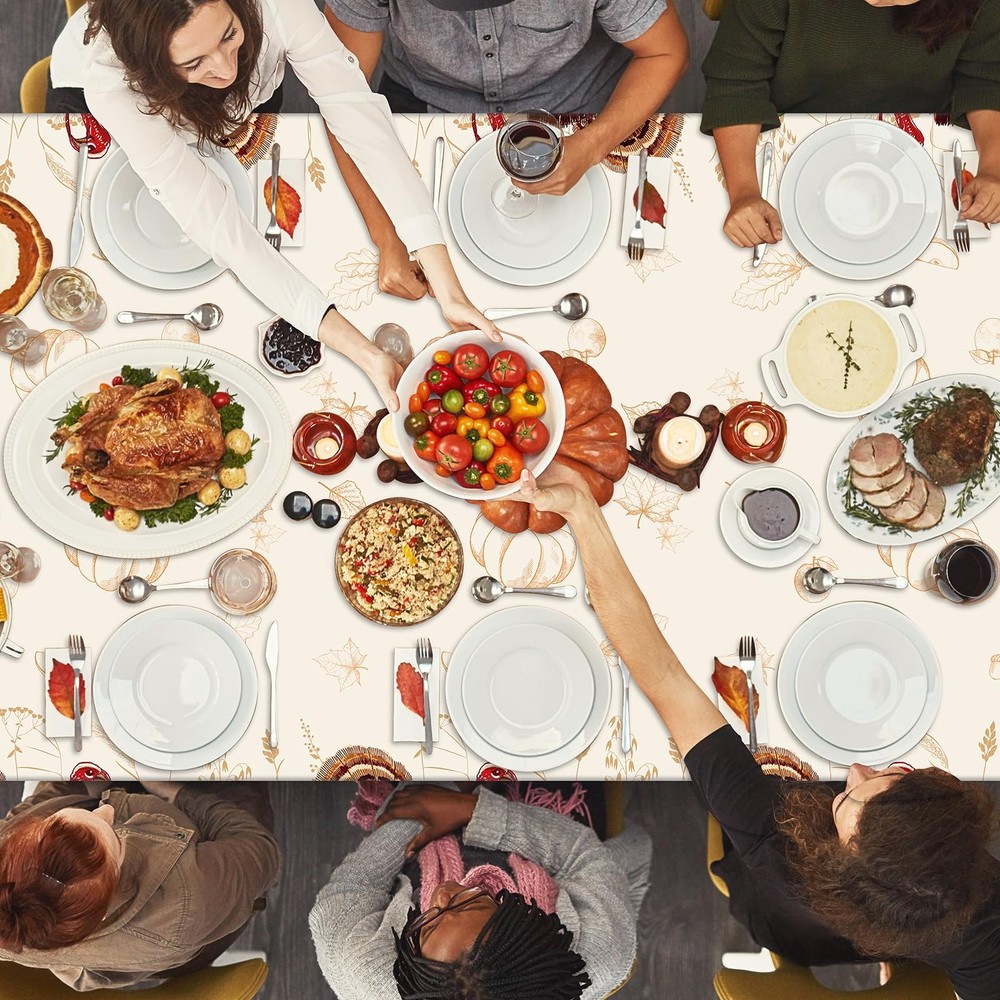 3 Pack Thanksgiving Disposable Tablecloth for Rectangle 3 Pack, Multi Color