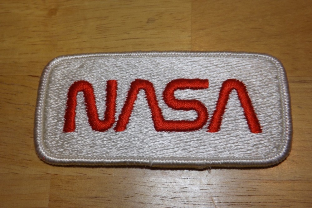 NASA Red & White Cream Colored Uniform Hat Patch Space Program