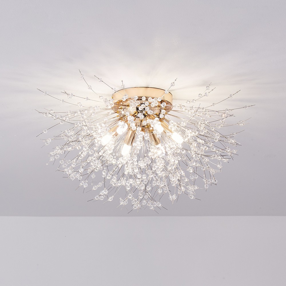 Pendant Light Led Chandelier Flush Mount Dandelion Crystal Ceiling Lamp