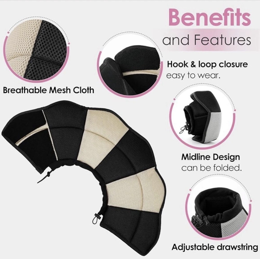 AOFITEE Soft Foldable Dog Cone Collar, Breathable Mesh, Adjustable, Protective