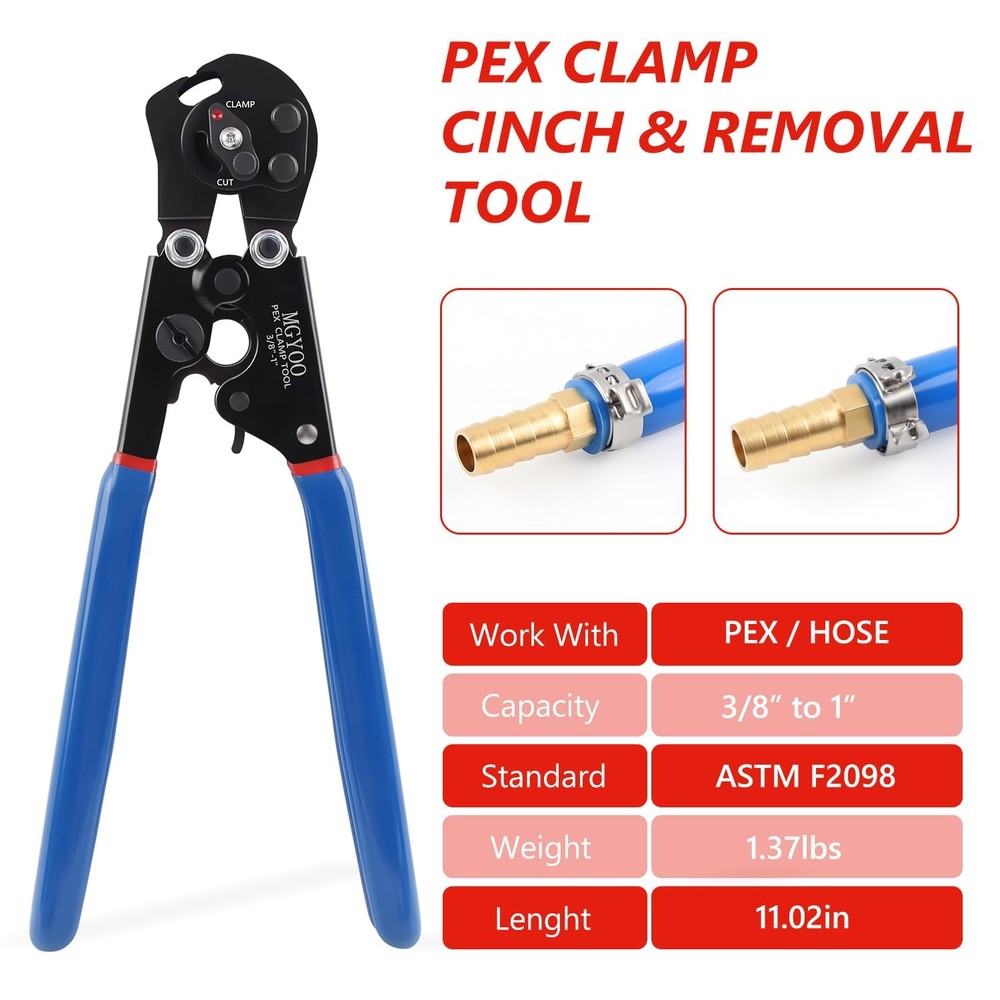 MGYOO Pex Crimping Tool Kit Cinch and Remove Dual-Function Crimp Black