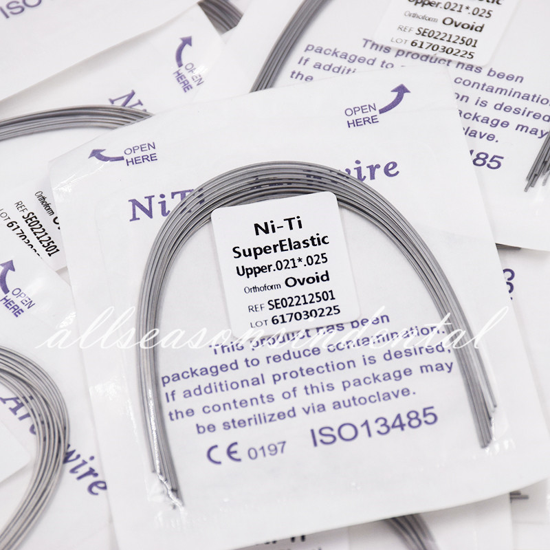50 Pack Dental Super Elastic Niti Rectangular Arch Wire Ovoid Form Upper/Lower