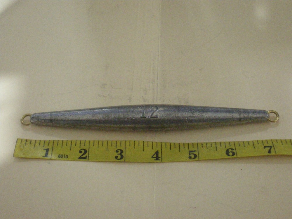 7 PCS. HIGH SPEED INLINE TROLLING SINKER/CIGAR TROLLING, 12 OZ. W/BRASS EYELETS