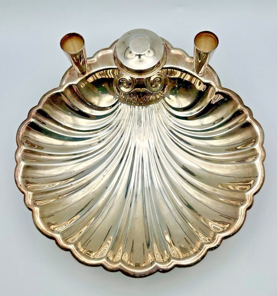 Vintage Starr Co. Silver Plate Shell Appetizer Serving Toothpick Holder Dish 11"