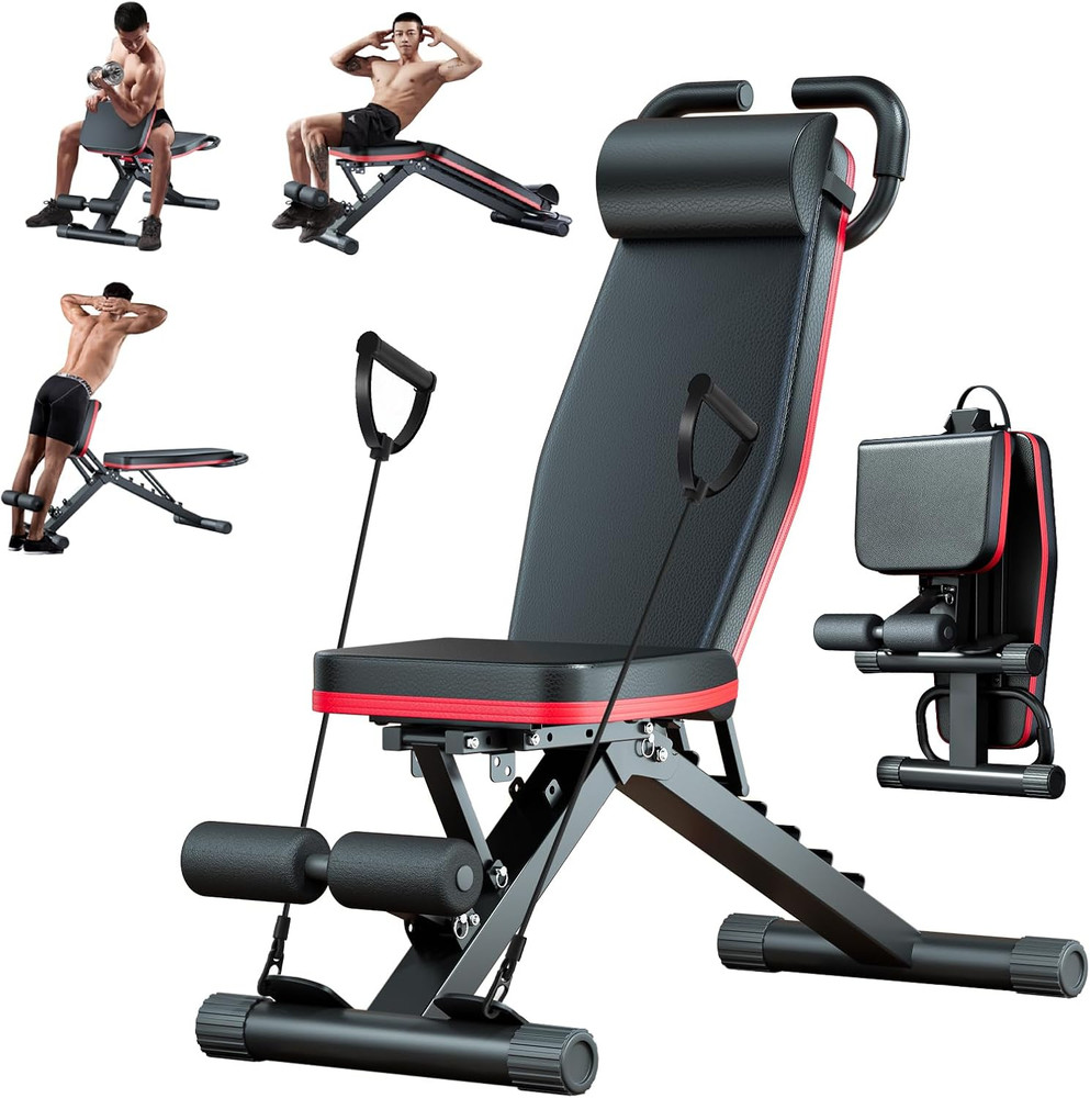 ALSO GO Adjustable Weight Bench, Workout Benches with Leg Extension & Extended H