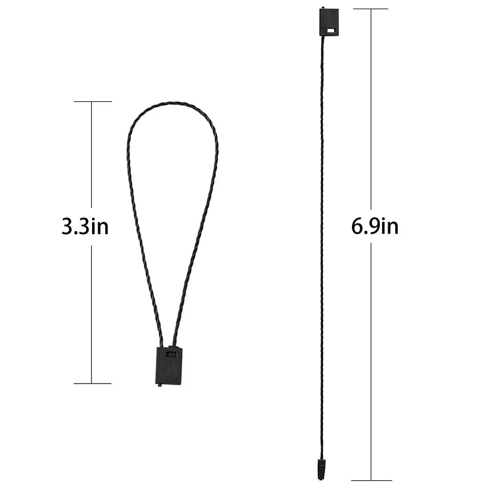 7" Black Hang Tag String Snap Lock Pin Loop Fastener for Craft Making, 1000Pcs