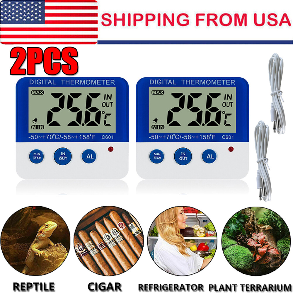 2Pack LED Display Electronic Thermometers Home Thermometer kitchen Freezer Alarm