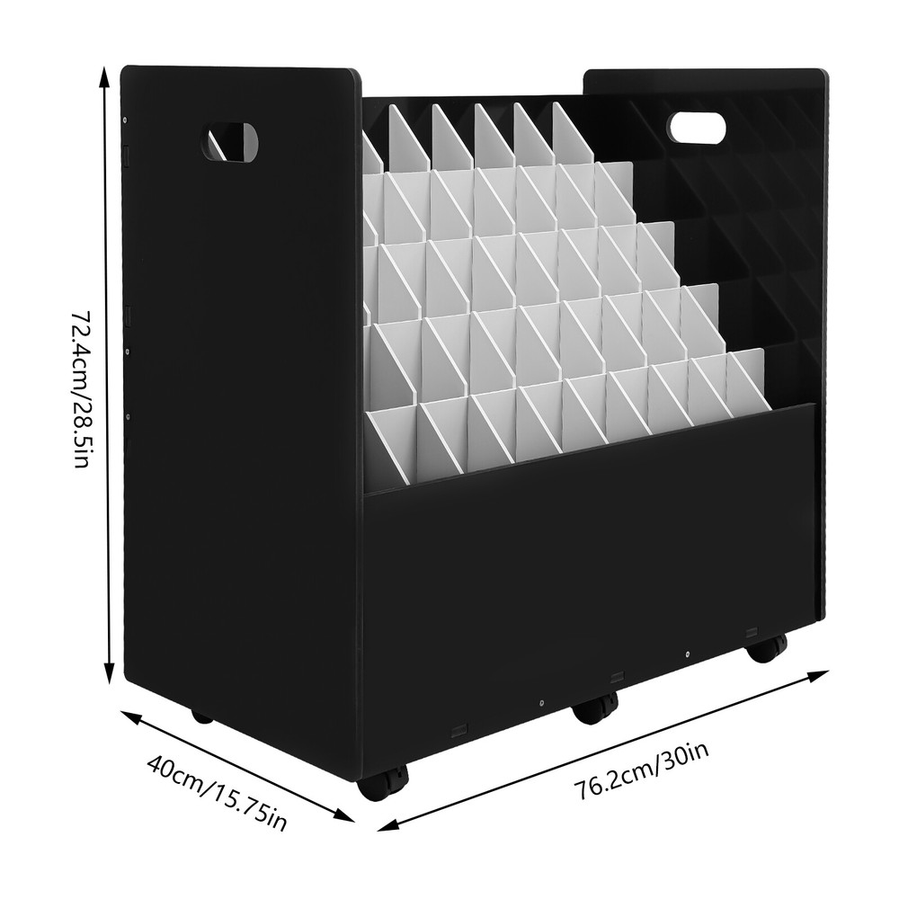 50-Slot Rolling File Organizer on Wheels for Blueprints and Documents