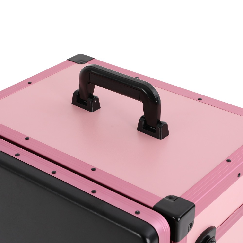 Rolling Makeup Case, Rolling Portable Manicure Table with 3 Drawers Lockable