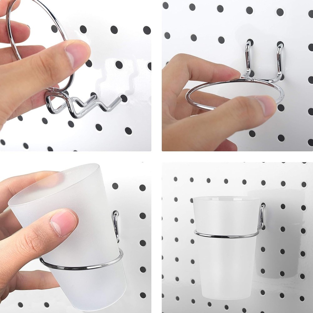 Durable 6 Set Pegboard Hooks with Cups - Ultimate Craft and Tool Organizer