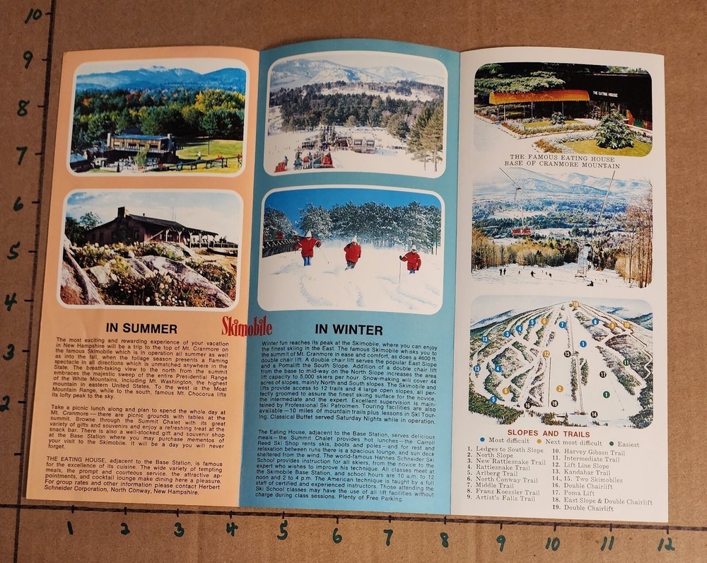 1960'S CRANMORE SKIMOBILE TRAIL MAP BROCHURES(2 DIFF.) PLUS 4 CURRENT TRAIL MAPS